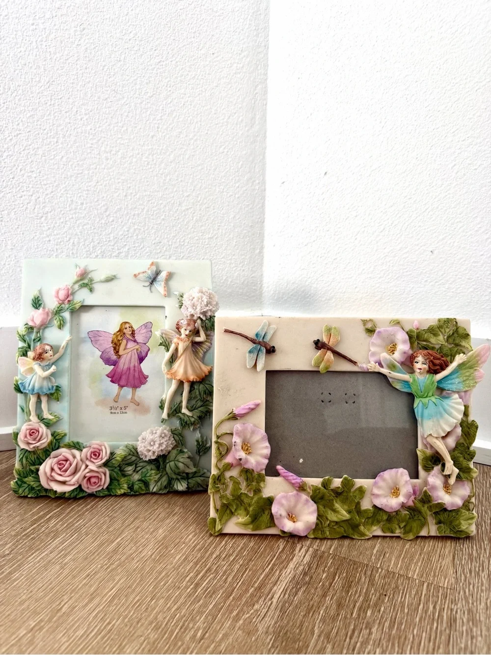 VTG 90s Fairycore Resin Picture Frame Set (2) Whimsigoth Cottagecore Shabby Chic